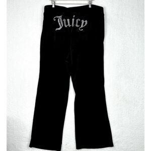 NWT Juicy Couture Black Velour Track Pants Bling Logo Womens Plus 2X